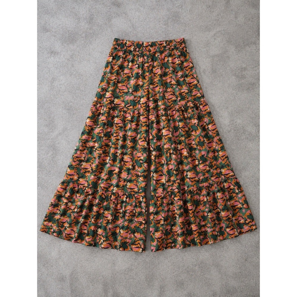 Natural Life Wide Leg Tiered Palazzo Pants Womens L Boho Tropical Resort Coastal - Picture 3 of 5